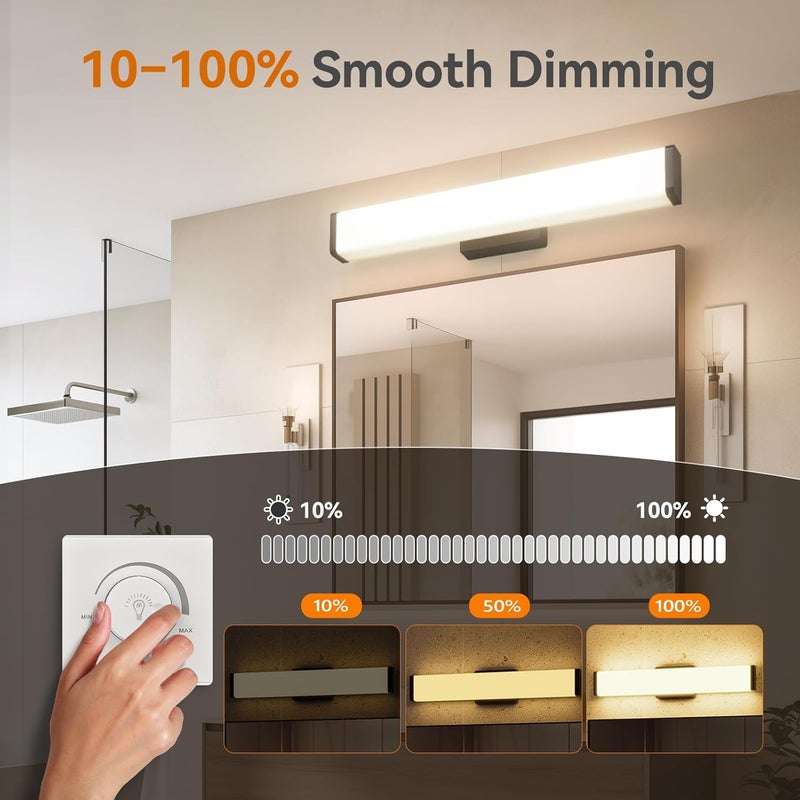Amico Bathroom Light Fixtures, 16 inch Dimmable 5CCT Led Modern Vanity Lights for Bathroom, Black Wall Lamp for Mirror, Living Room, Kitchen, Hallway, Cabinet Porch-ETL Certificated - Image 3